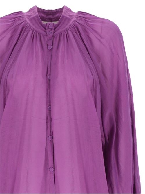 violet purple cotton-silk blend semi-sheer construction draped design Forte forte | 121104039